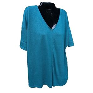 Women J Jill Top M Petite 100% Linen Layer Minimalist Lagenlook Beach Comfy Chic